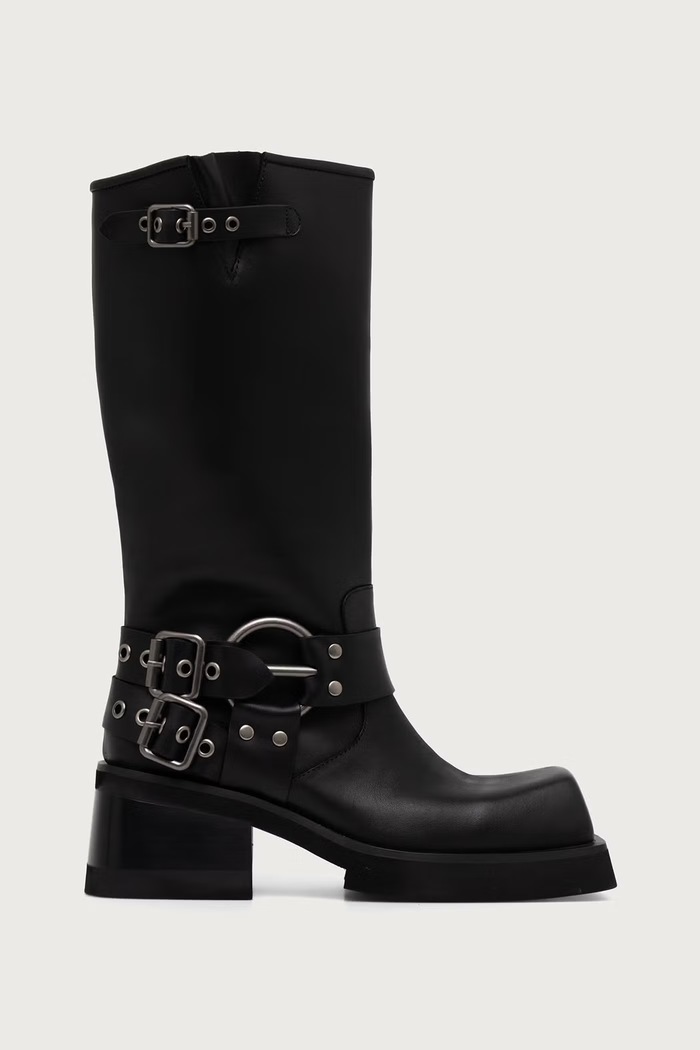 Jeffrey Campbell Botki damskie skórzane FRAUDULENT C529D.I502A czarny ZW26