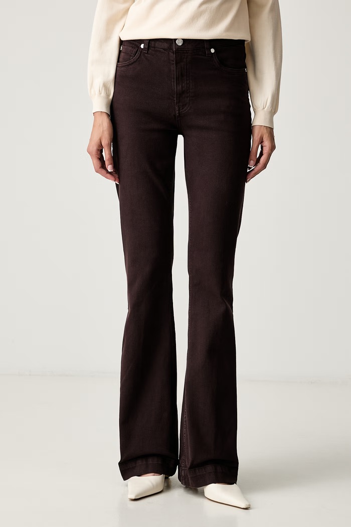 Silvian Heach jeansy flare damskie KODDU brązowy GPA26057JE