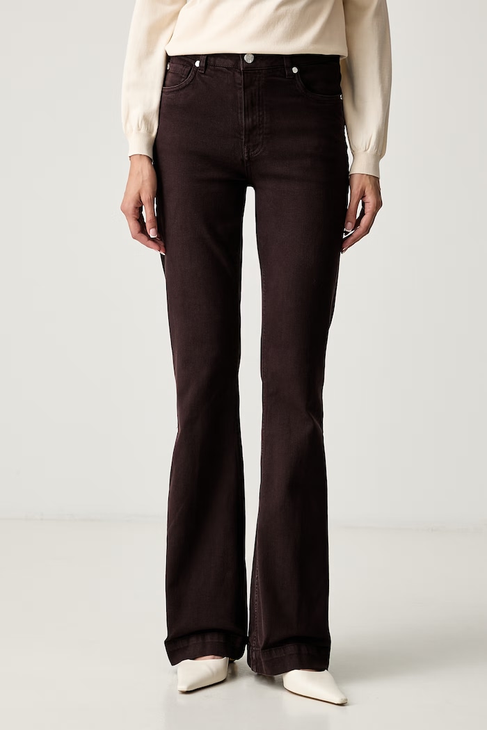 Silvian Heach jeansy flare damskie KODDU brązowy GPA26057JE