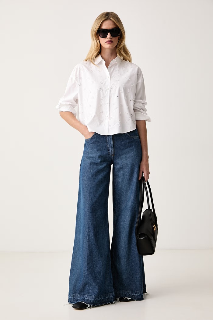 Silvian Heach Jeansy wide leg damskie PADRIK GPA26044JE niebieski ZW26