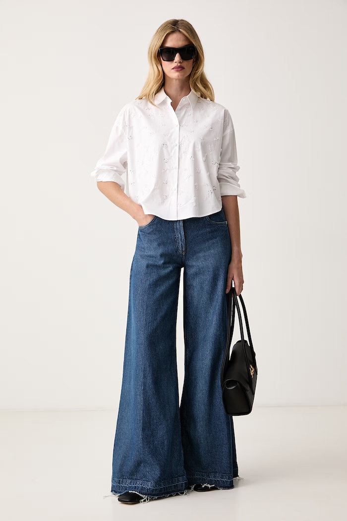 Silvian Heach Jeansy wide leg damskie PADRIK GPA26044JE niebieski ZW26