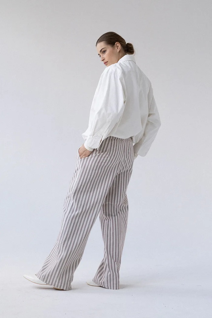 Muuv. Muuv spodnie wide leg damskie bawełniane spodnie.wide.leg.COMMES brązowy ZW26