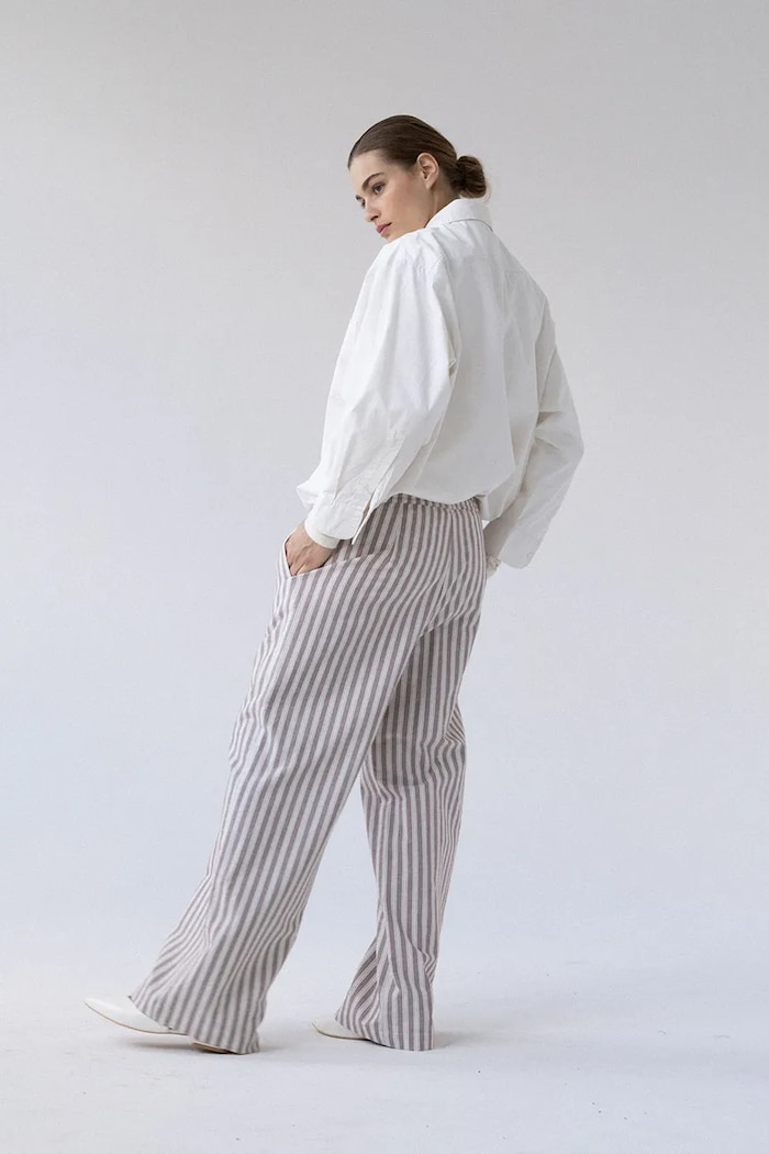 Muuv. Muuv spodnie wide leg damskie bawełniane spodnie.wide.leg.COMMES brązowy ZW26