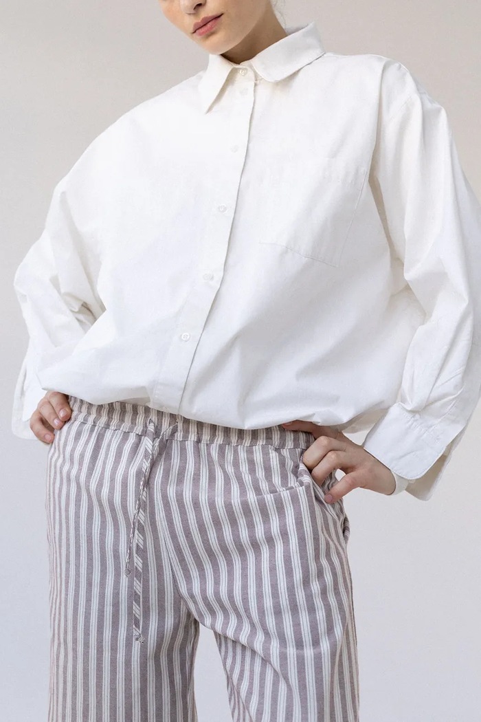 Muuv spodnie wide leg damskie bawełniane Muuv. spodnie.wide.leg.COMMES brązowy
