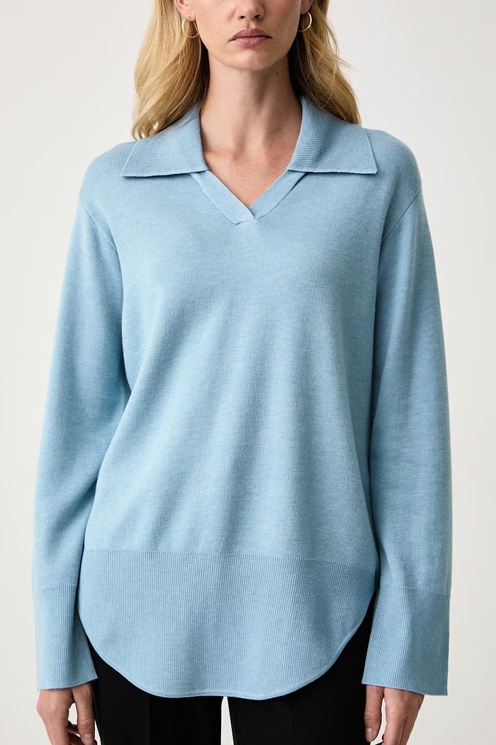 Sweter damski z wełną LUREAN Silvian Heach GPA26333MA niebieski