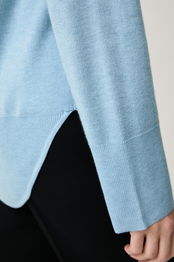 Sweter damski z wełną LUREAN Silvian Heach niebieski GPA26333MA