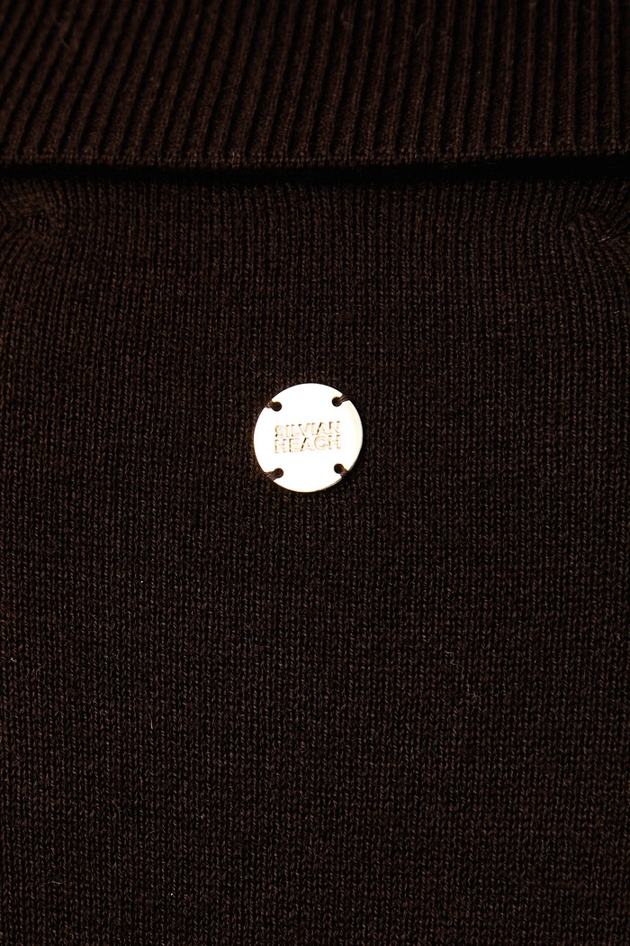 Sweter damski z wełną LUREAN Silvian Heach brązowy GPA26333MA
