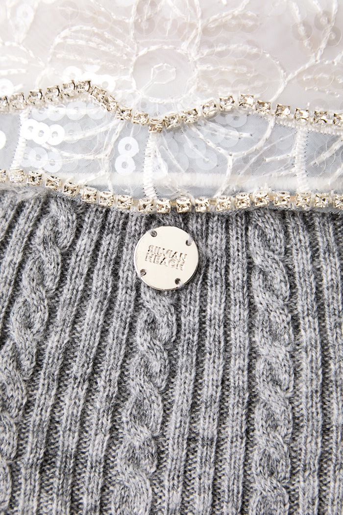 Kardigan damski z wełną DESMET Silvian Heach szary GPA26423CD