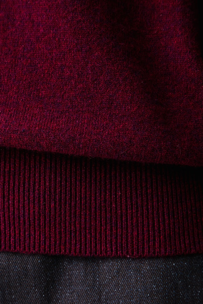 Sweter damski z wełną TEAFA Silvian Heach bordowy GPA26306MA