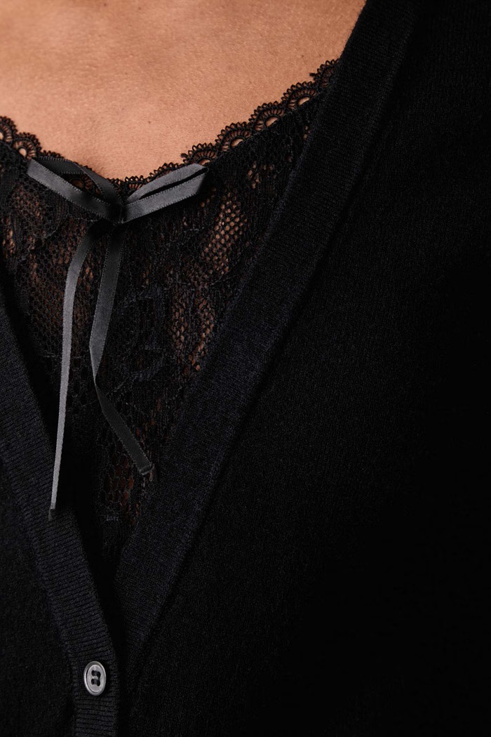 Sweter damski z dodatkiem wełny BATTIPU Silvian Heach czarny GPA26263CD