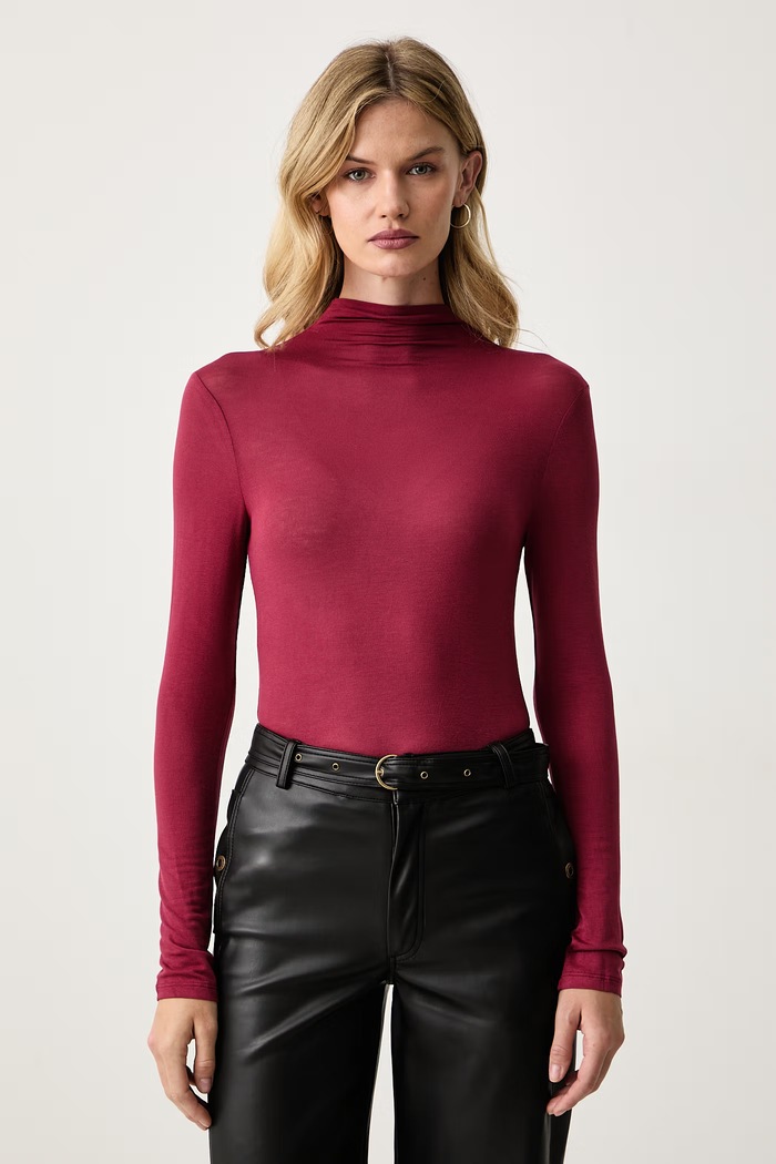 Silvian Heach Longsleeve damski z wiskozy ALFA czerwony GPA26147LU
