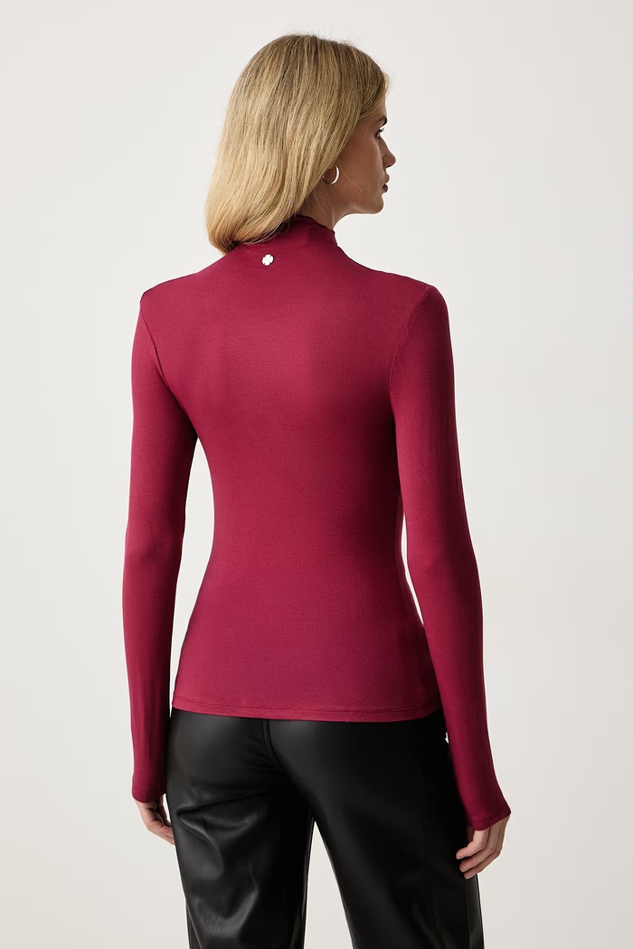 Odzież Silvian Heach Longsleeve damski z wiskozy ALFA GPA26147LU czerwony