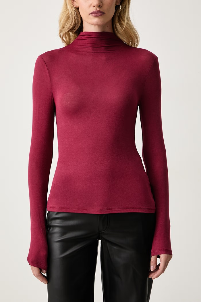 Longsleeve damski z wiskozy ALFA Silvian Heach GPA26147LU czerwony
