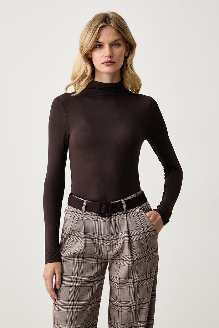 Silvian Heach Longsleeve damski z wiskozy ALFA brązowy GPA26147LU