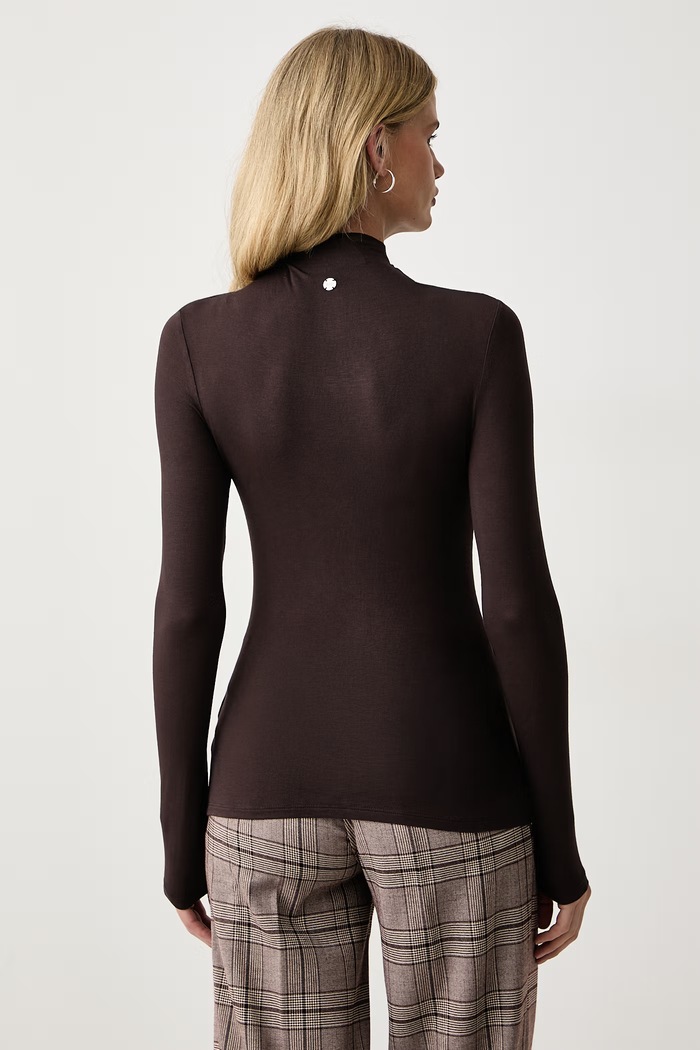 Odzież Silvian Heach Longsleeve damski z wiskozy ALFA GPA26147LU brązowy