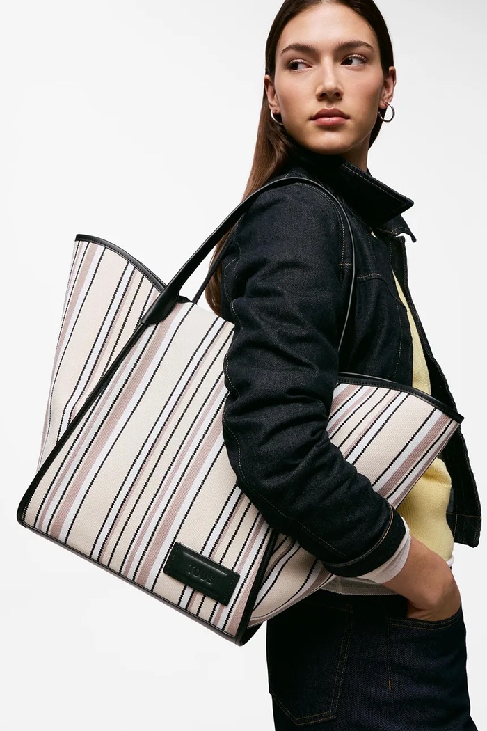 Tous torebka shopper damska bawełniana beżowy 2002438402