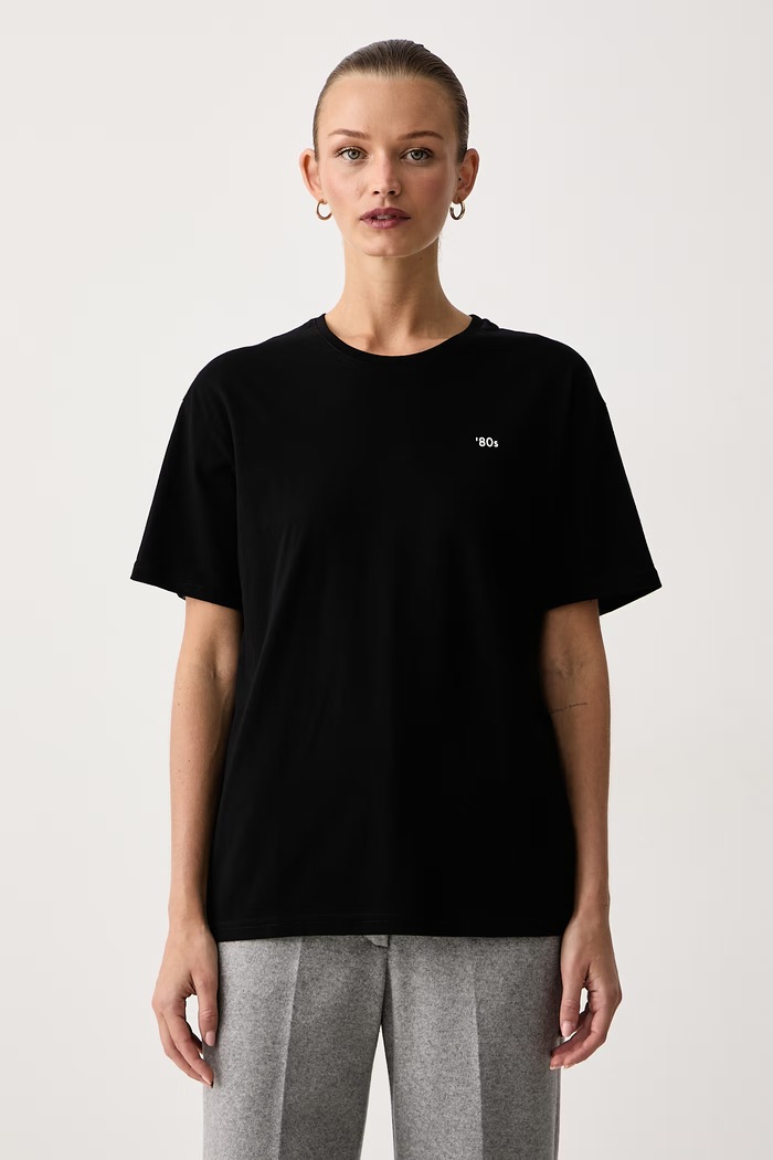 Muuv. Muuv oversize kratka majica ženska bombažna '80s črna ovesize.tshirt.80s