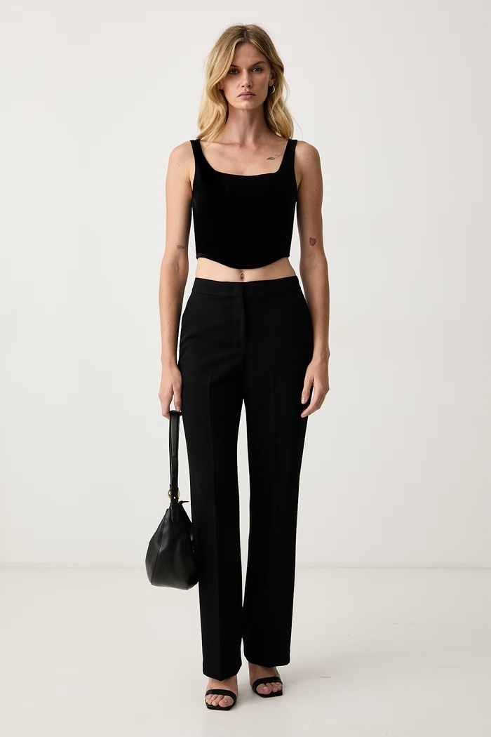Silvian Heach Crop top damski welurowy NAGAR GPA26507TO czarny ZW26