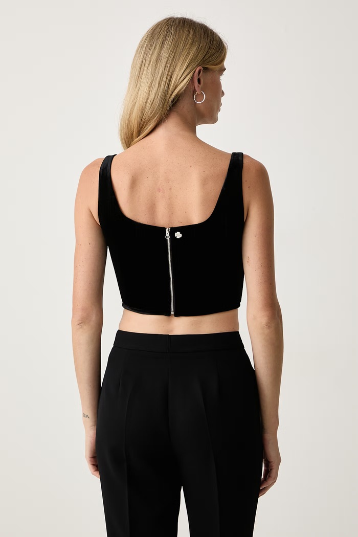 Odzież Silvian Heach Crop top damski welurowy NAGAR GPA26507TO czarny