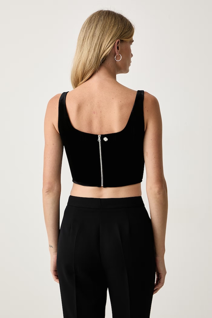 Odzież Silvian Heach Crop top damski welurowy NAGAR GPA26507TO czarny