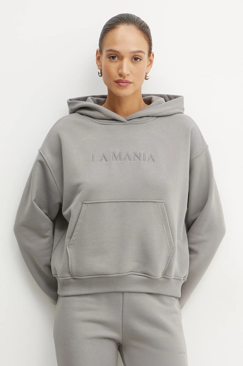 La Mania bluza BROOK damska kolor czarny z kapturem z aplikacją BROOK | Answear.com