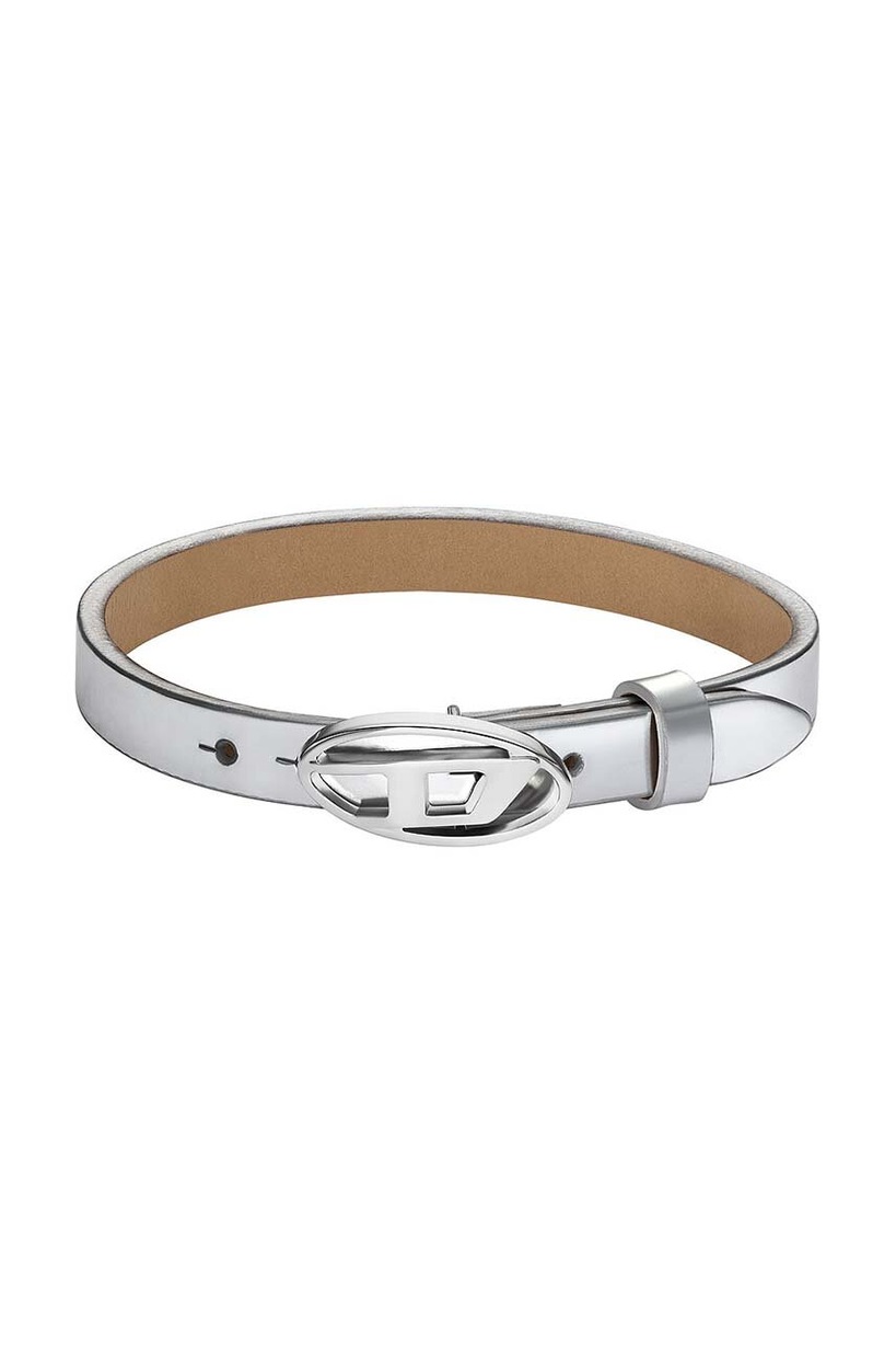 ★DIESEL★ Oval D Logo Leather Bracelet DX1516040 Women's Black Leather Stackable Bracelet | Black | Diesel