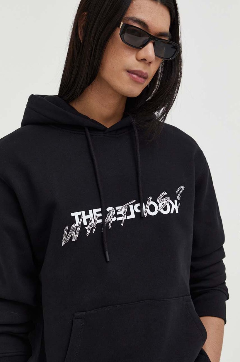 Хлопковая кофта The Kooples мужская цвет чёрный с капюшоном с