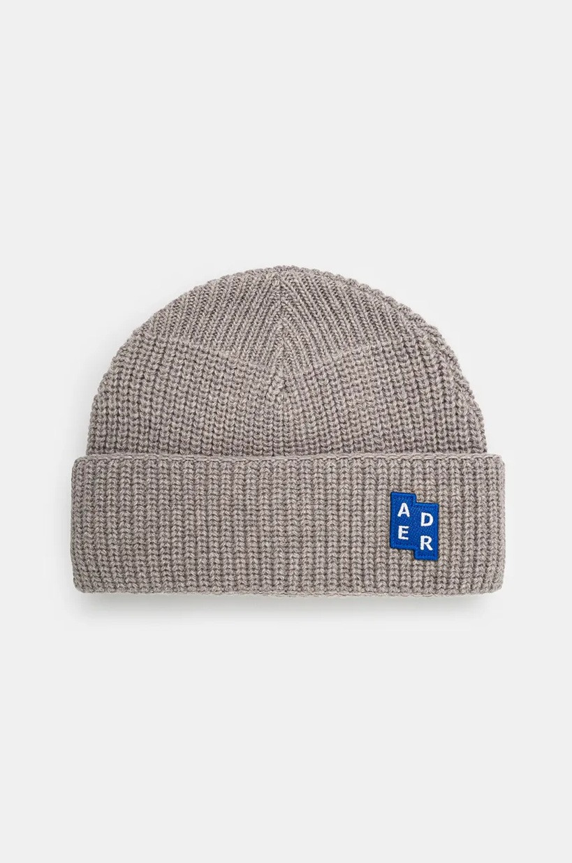 Fjallraven wool beanie 1966 Logo navy blue color thick knit at PRM US