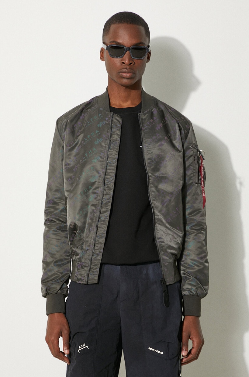 Alpha Industries bomber jacket MA-1 Vintage men's gray color