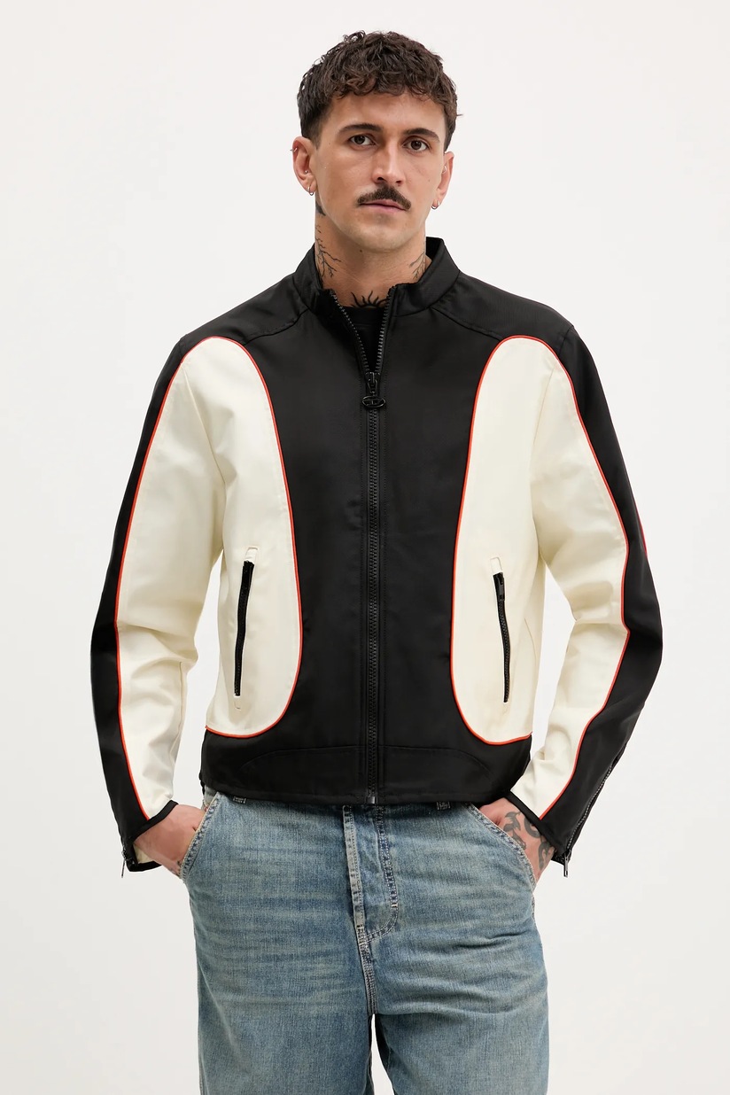 Куртка-бомбер Diesel мужской цвет чёрный переходная oversize