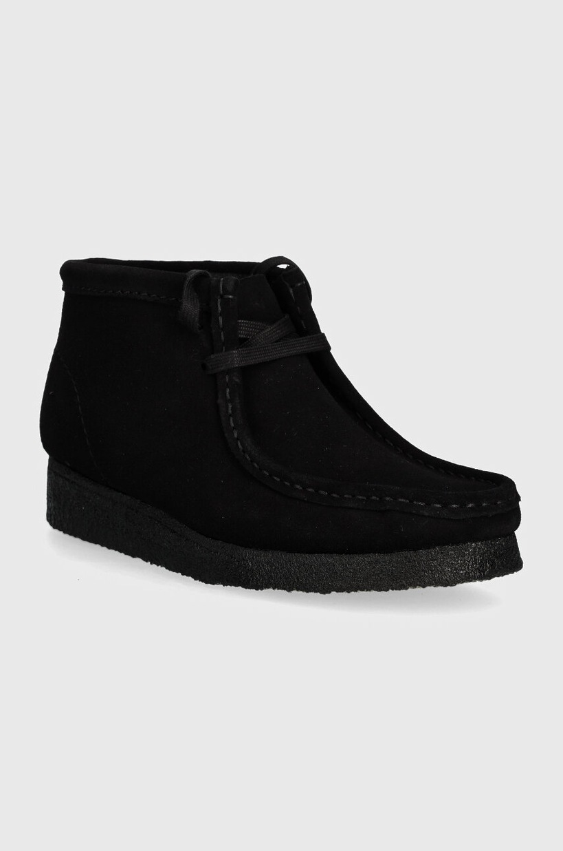 Clarks Originals suede loafers Wallabee T Bar women's black color