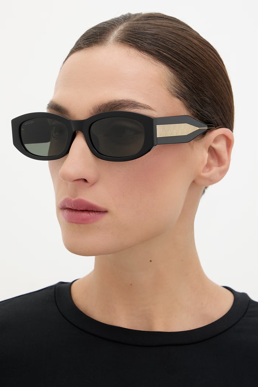 Gucci квадратные солнцезащитные очки для женщин чёрные GG2044SA