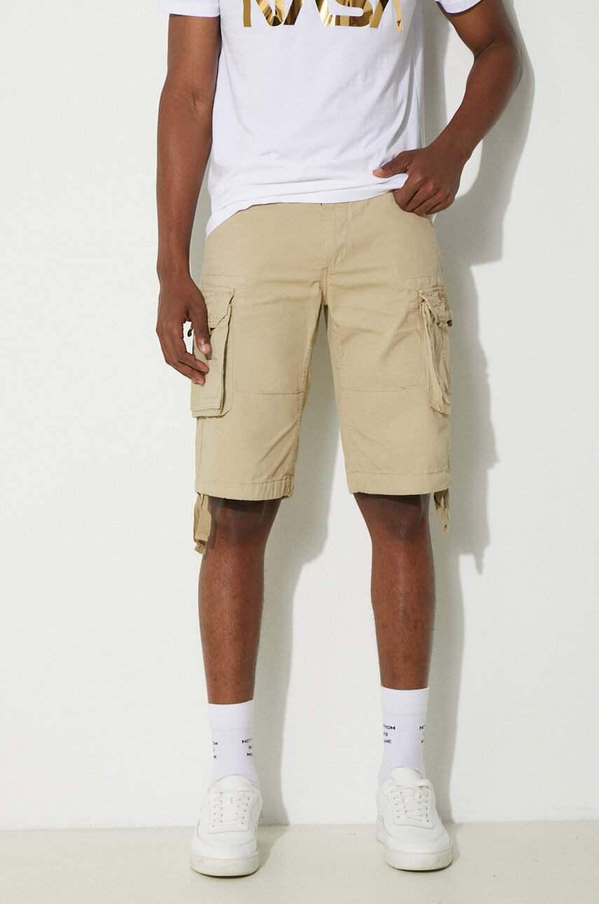 Alpha Industries cotton shorts Crew Short beige color at PRM US