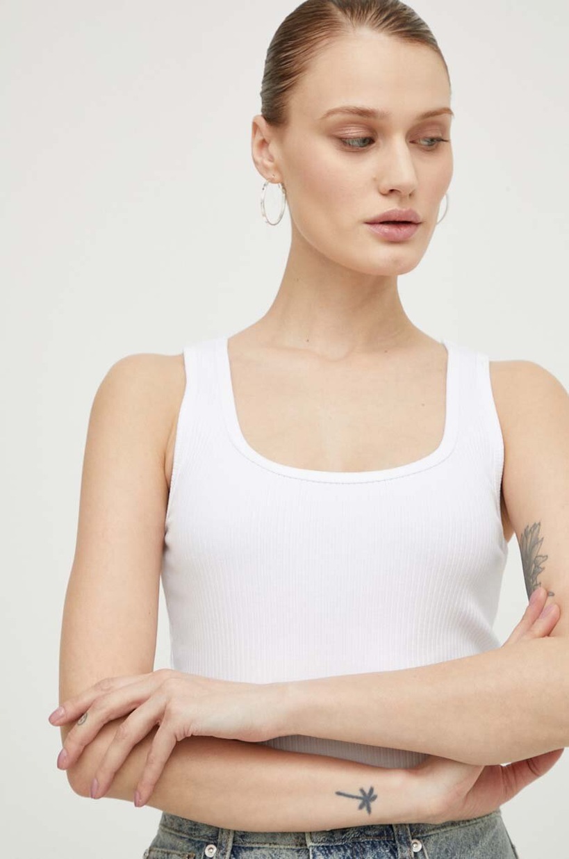 adidas Originals top Terry Crop Tank women's beige color JH0622 at