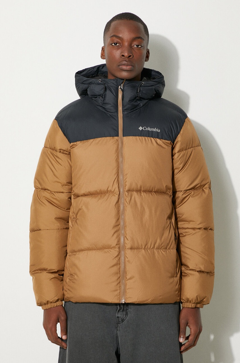 ジャケット・アウター Columbia hooded puffer jacket brown pink Columbia jacket Puffect Hooded Jacket men's brown color 2008413 at