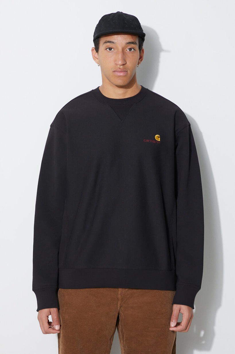 Carhartt WIP sweatshirt Hooded Chase Sweat men's black color