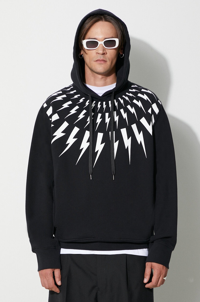 NEIL BARRETT｜ (Easy Drop Shoulder Double Bolts Hoodie ( Neil Barrett bluza Easy Drop Shoulder Double Bolts Hoodie