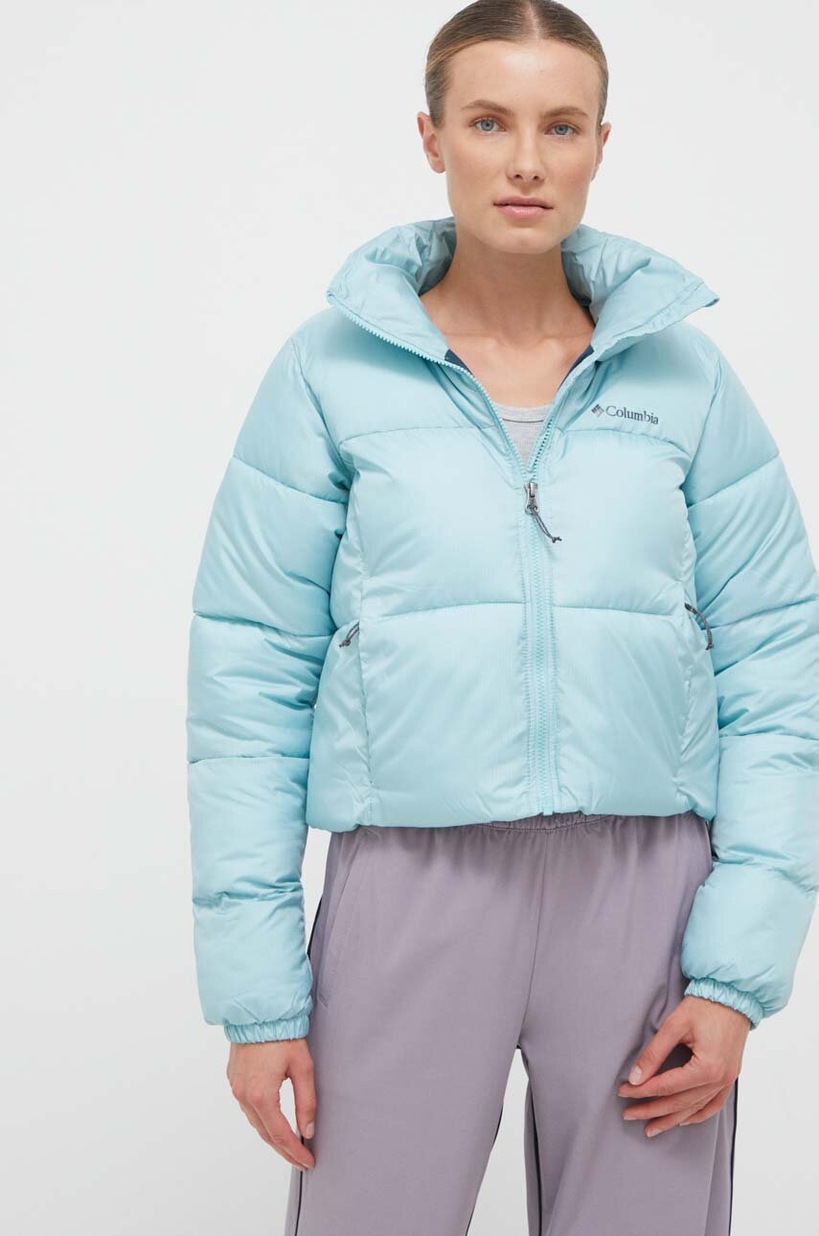 Columbia geacă Puffect Cropped Jacket femei, culoarea turcoaz, de