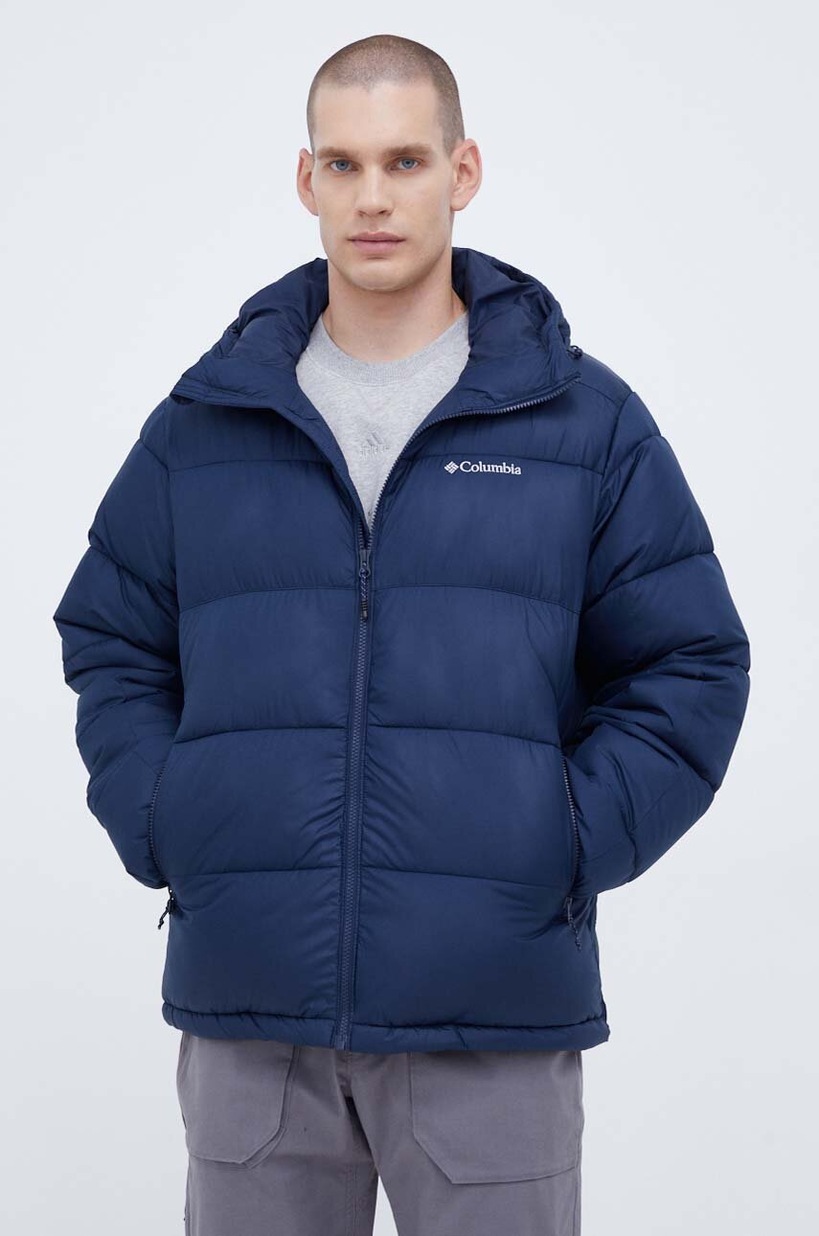 Columbia jacket M Pike Lake II Hooded Ja men's navy blue color