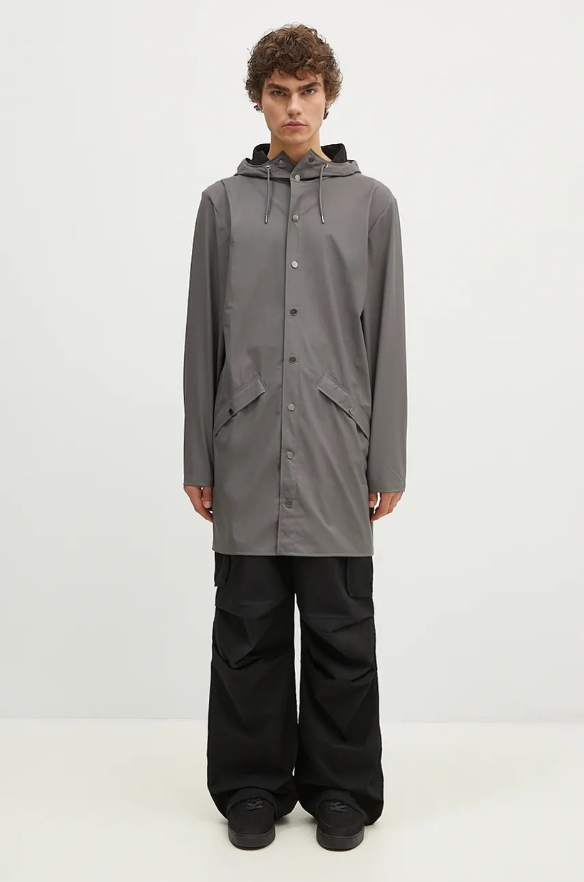 Rains jacket 12020 Long Jacket green color at PRM US