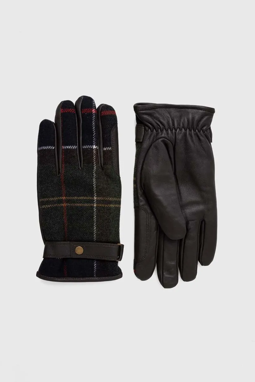 Rukavice s primesou vlny Barbour Newbrough Tartan Gloves zelena farba MGL0051 PRM SK