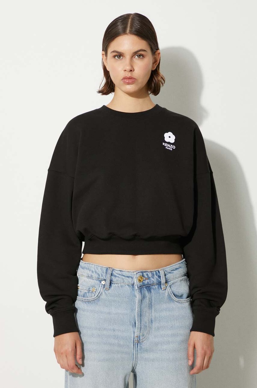 その他 KENZO SS25 Black cotton sweatshirt (FF52SW1894MF 99J) Kenzo cotton sweatshirt women's black color patterned