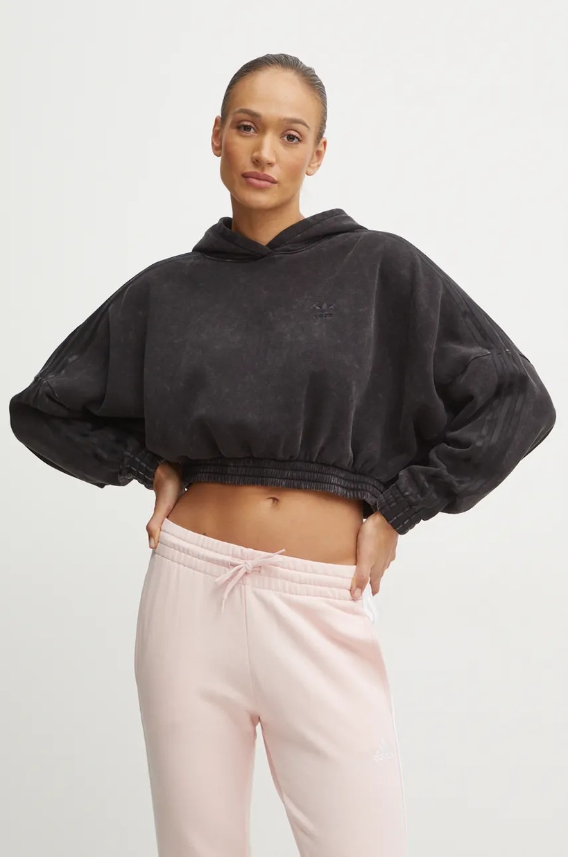 Хлопковая кофта adidas Originals Leopard Sweat женская цвет чёрный