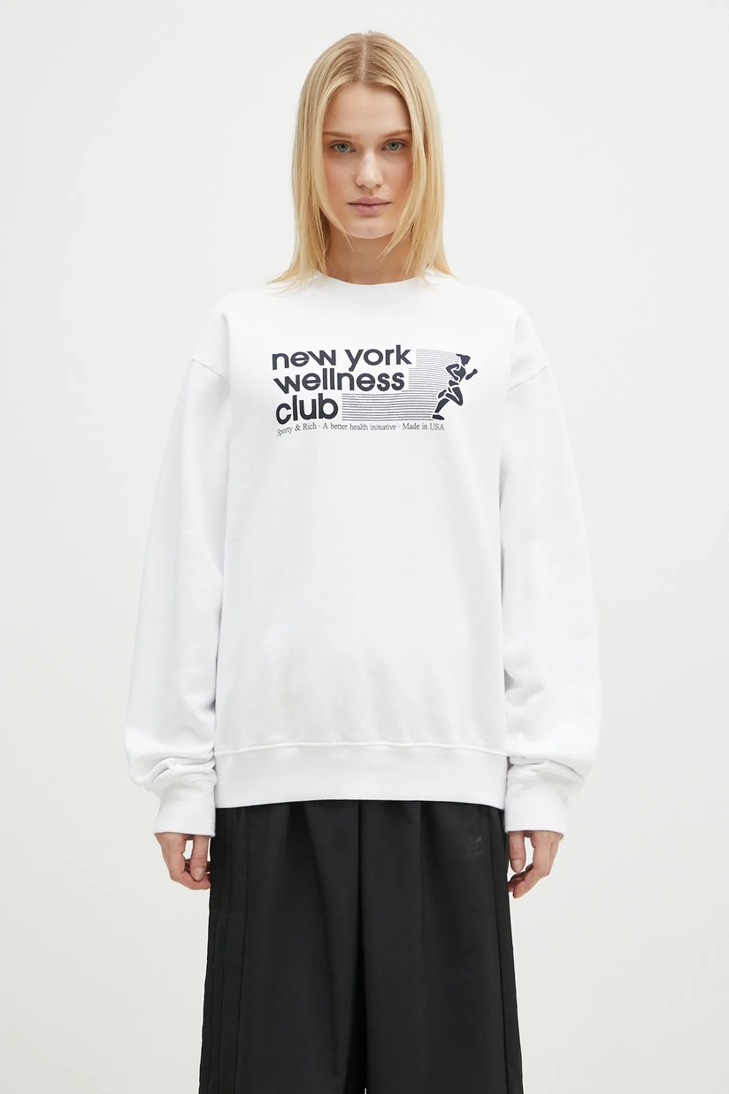 Sporty & Rich cotton sweatshirt USA Wellness Club women's white