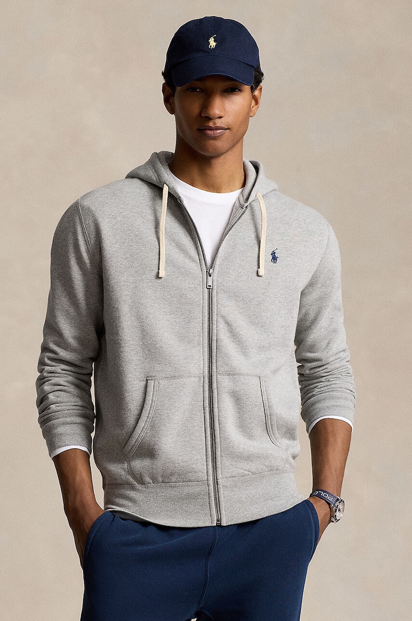 Polo Ralph Lauren sweatshirt RL Fleece Longsleeve men's gray color