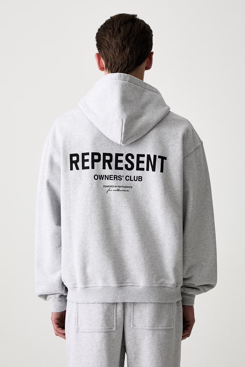 Represent Owners Club Zip Hoodie cotton Men's gray OCM41122.158 at
