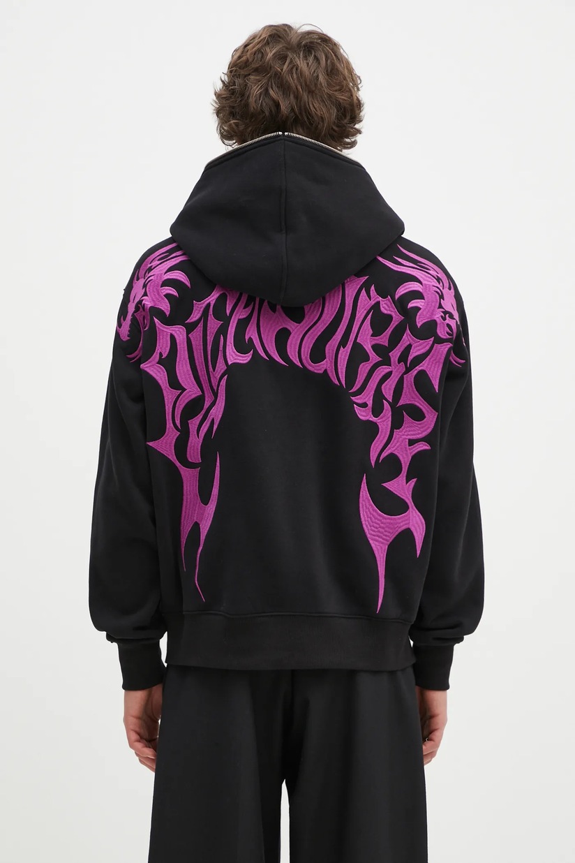 PLEASURES sweatshirt Dragon Zip men's black color hooded with an