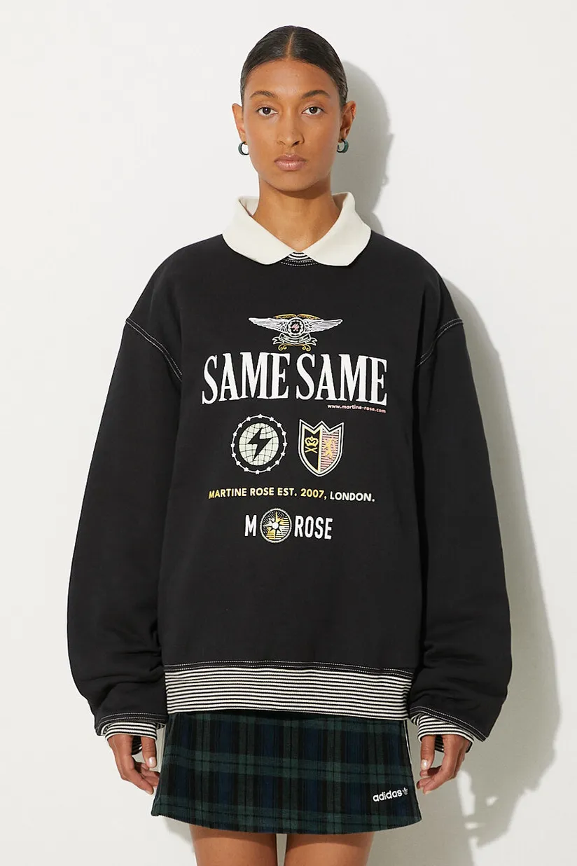 Martine Rose cotton sweatshirt Classic black color hooded with a print 602JS01002C at PRM US