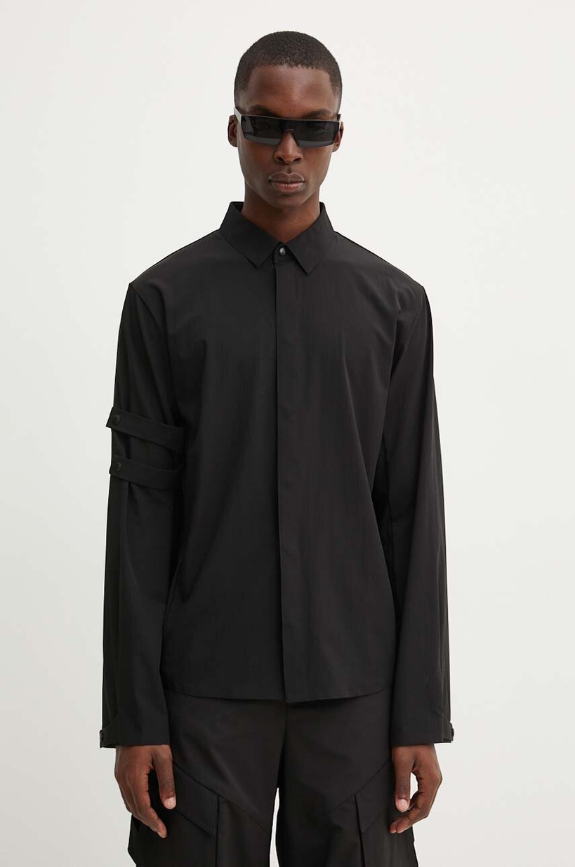 Heliot Emil shirt men's black color regular M.05.053.BLK01 at PRM US