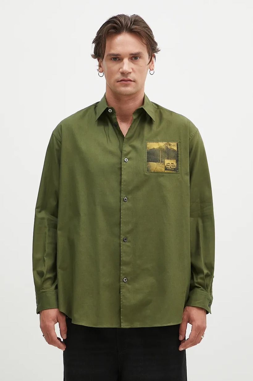 MM6 Maison Margiela cotton shirt men's green color relaxed
